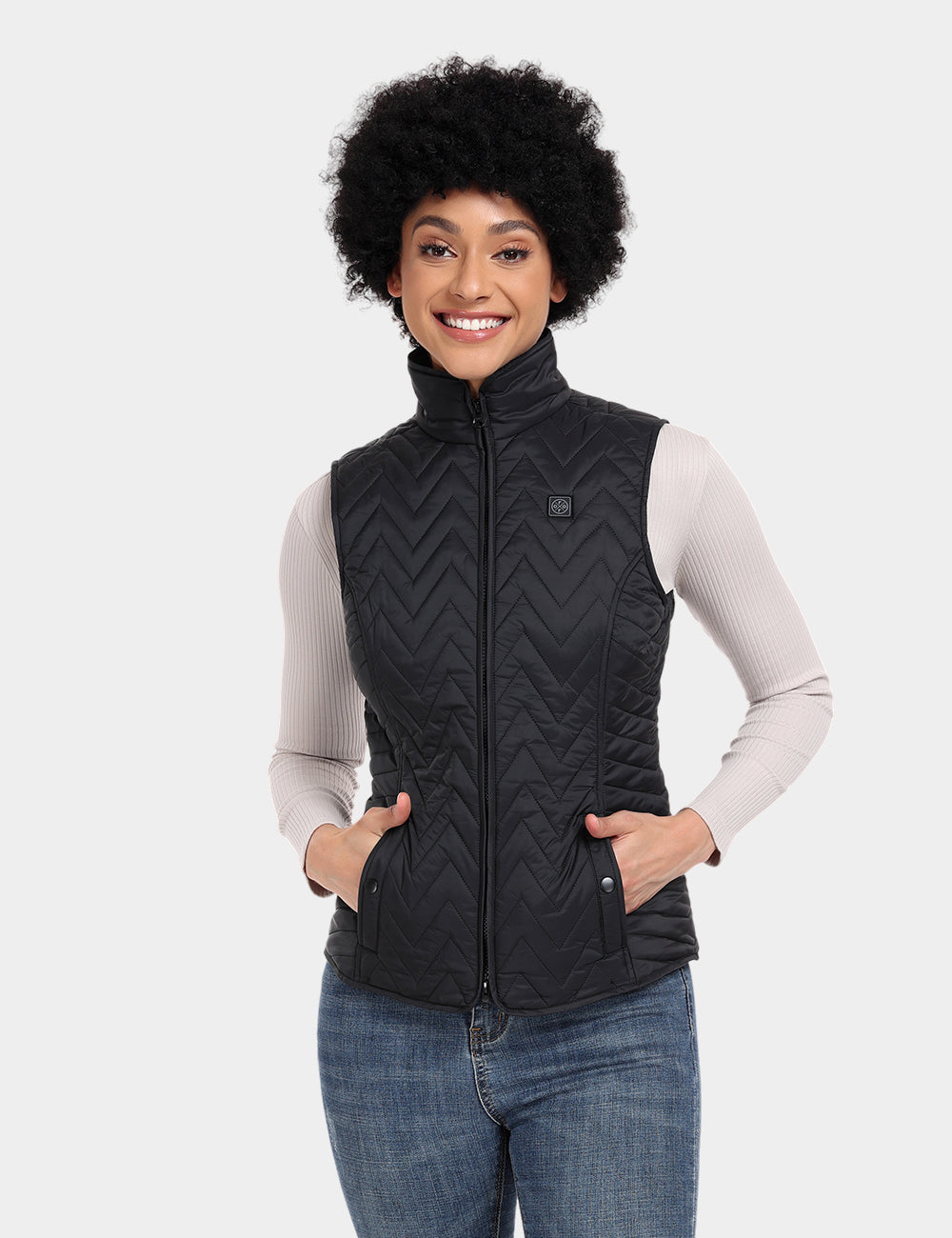 Women's Heated Chevron Quilted Vest, Thumbnail 5