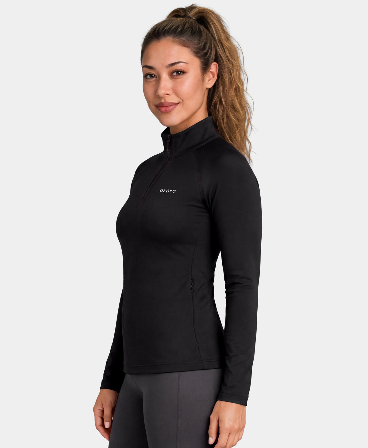 Women's 2-Zone Qtr Zip Heated Baselayer Top, Thumbnail 3