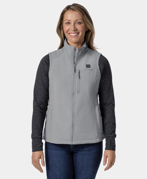 Women's Heated Quilted Vest - Grey / Red ,view 1