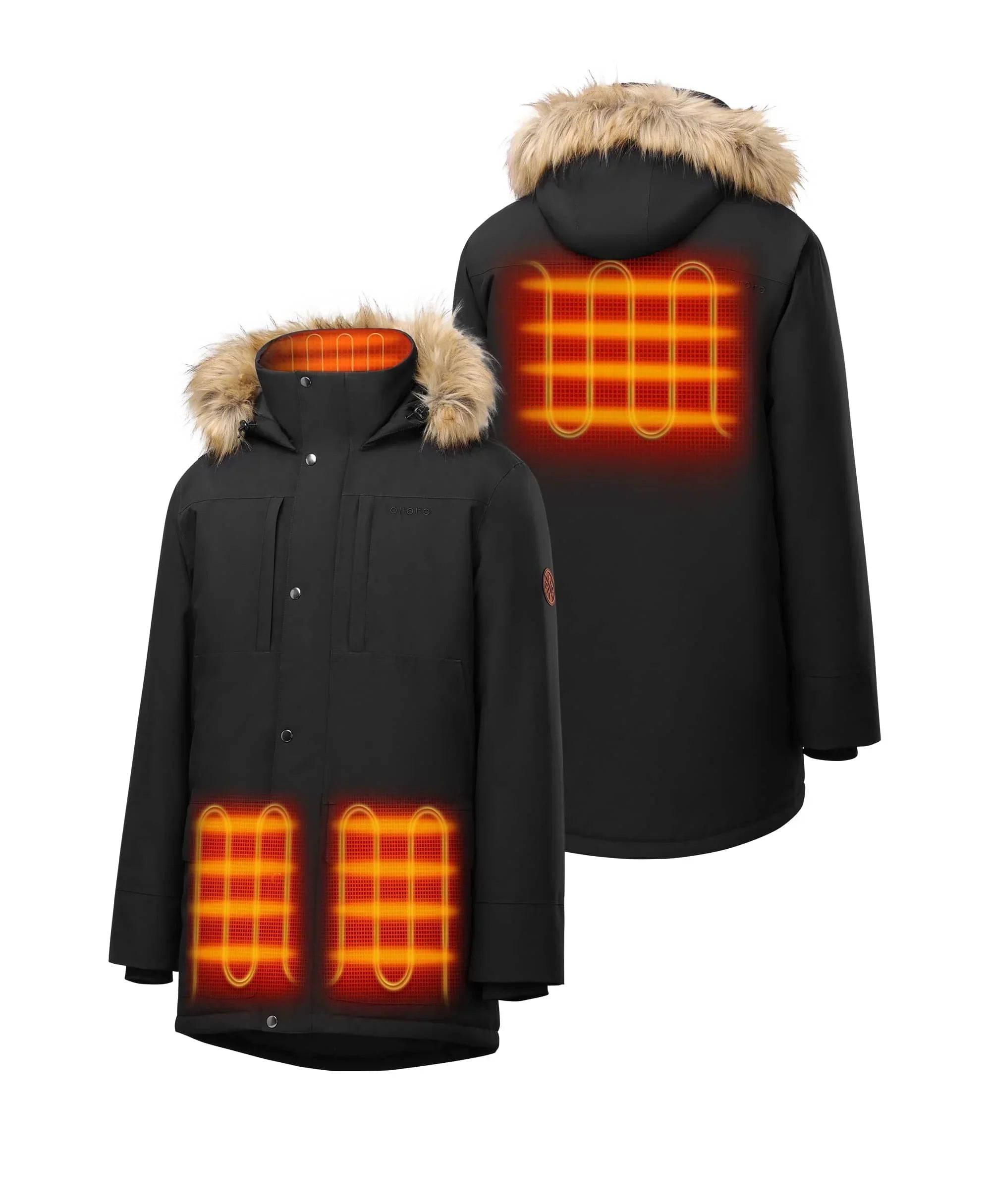 4 Heating Zones (Left & Right Hand Pockets, Mid-Back, and Collar)