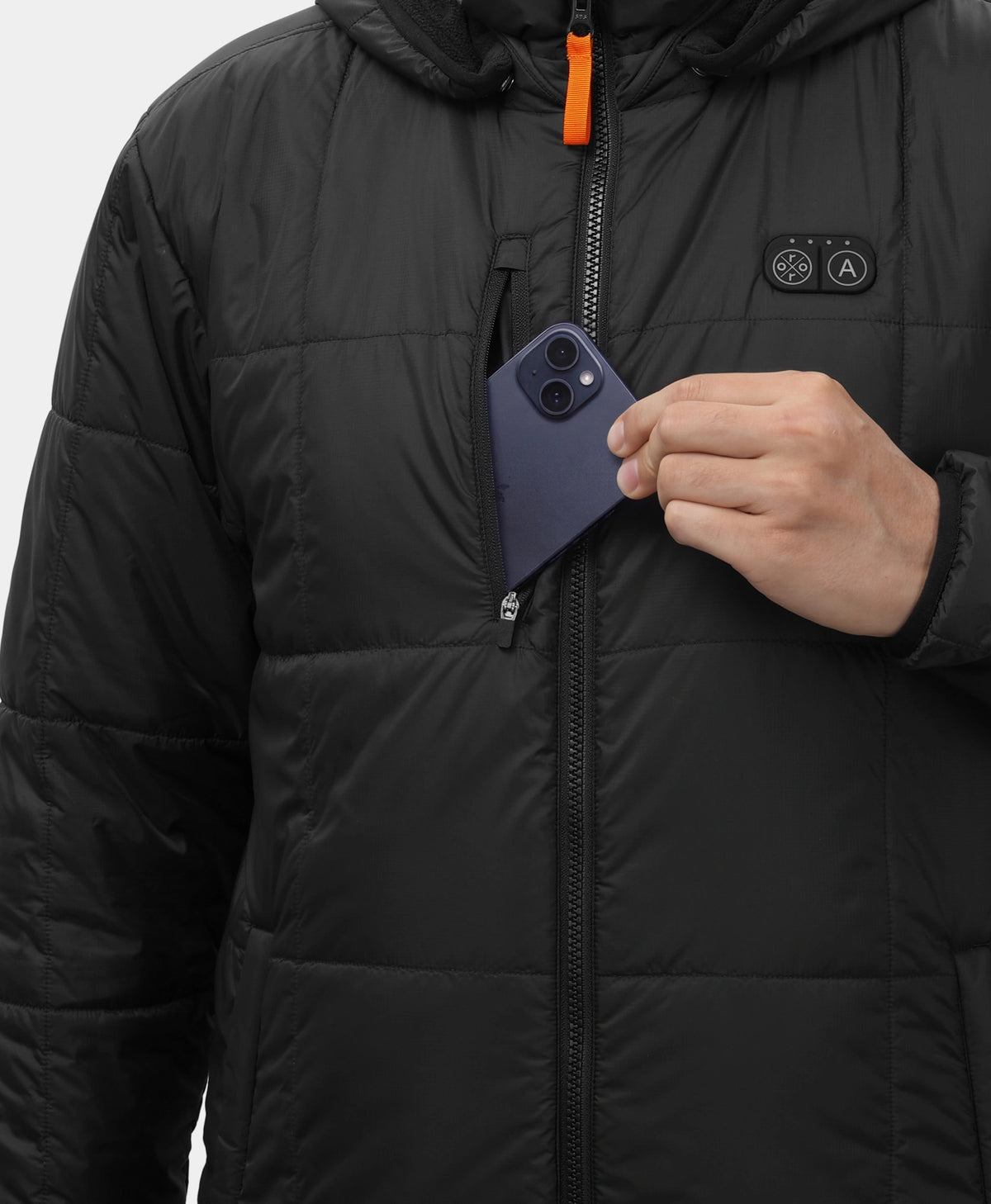 Overland Men's 7-Zone Heated Box Quilted Jacket with Heated Hood