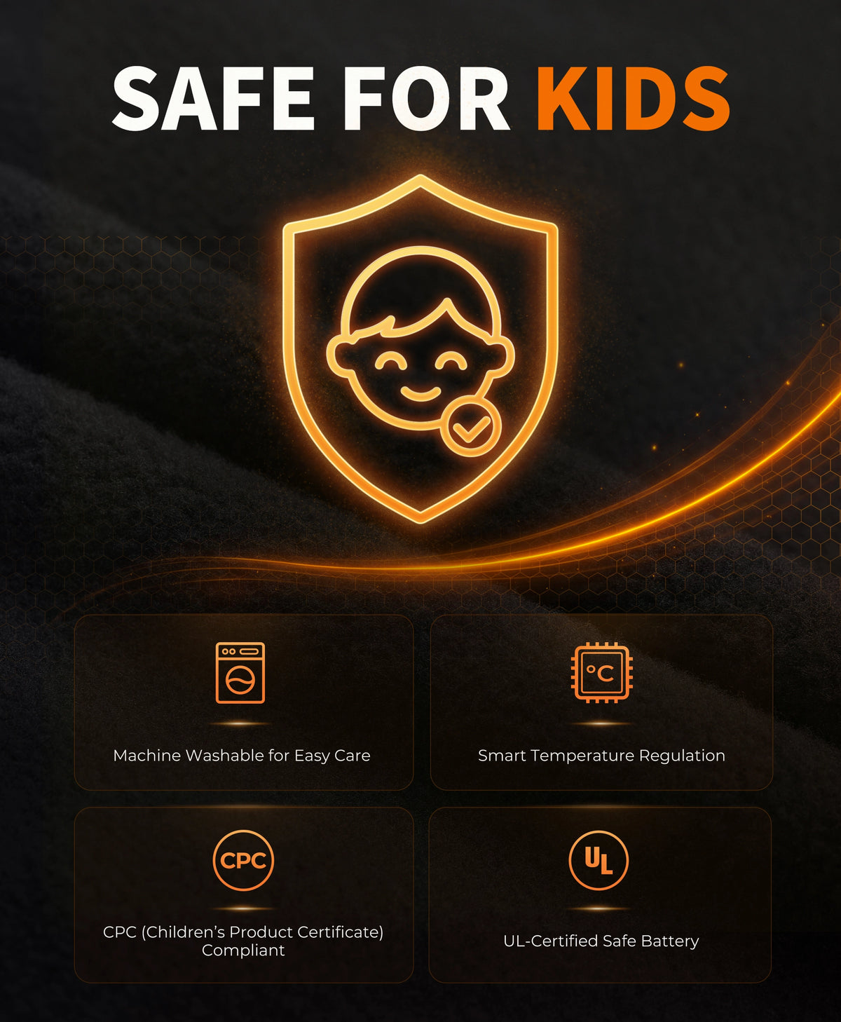 Sweat à capuche chauffant 4 zones pour enfants