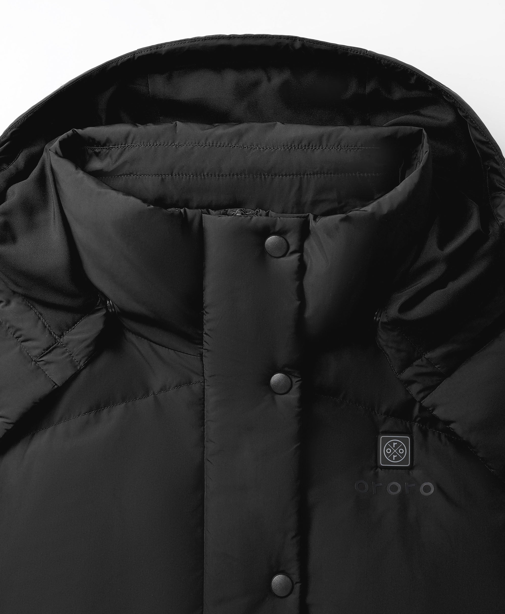 Frauen beheizbare kurze Puffer-Daunenweste - Schwarz / Rot, Thumbnail 6