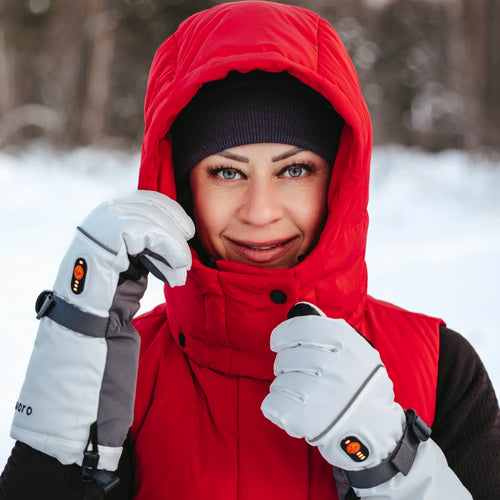 Women's Heated Cropped Puffer Down Vest - Red